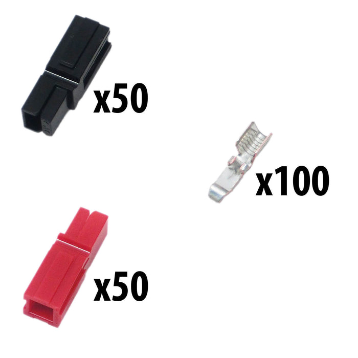 Powerpole Kit 50 Red and Black Housings 100 Contacts - am-2874 - migrated