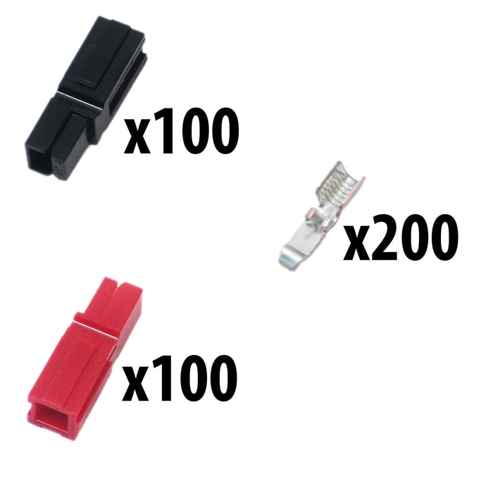 Powerpole Kit 100 Red and Black Housings 200 Contacts - am-2912 - migrated