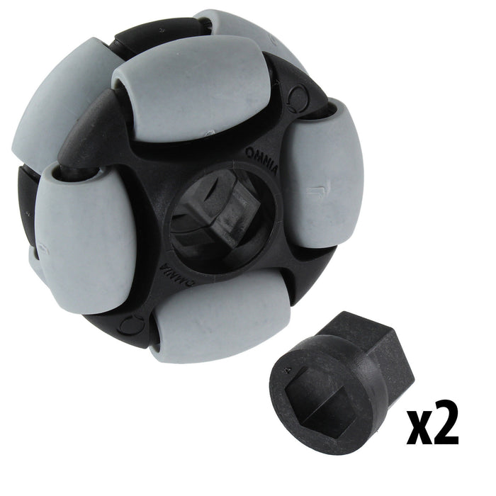 2 in. Dualie Omni Wheel - am-3952_gray - Bore=3/8 in Hex, Durometer=80A - migrated