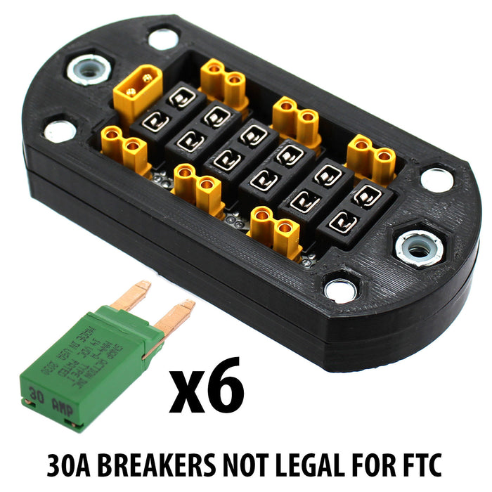 XT30 Fused Power Distribution Board - am-4539_30B - Option=With 30A Auto Reset MINI Circuit Breakers - migrated