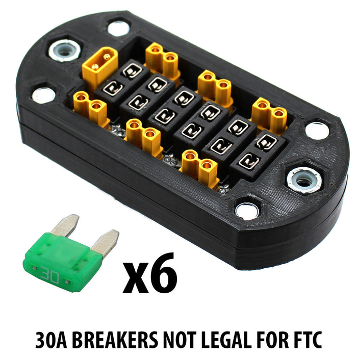 XT30 Fused Power Distribution Board - am-4539_30F - Option=With 30A MINI Fuses - migrated