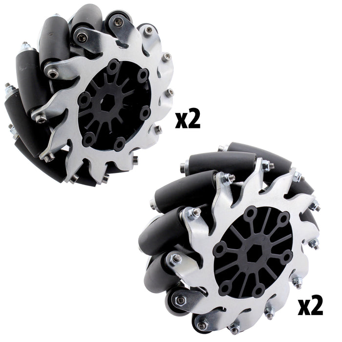 4 in. BB Mecanum Wheels - am-4735 - Bore=0.375 in. Hex Bore, Mecanum Wheel=Full Set - migrated