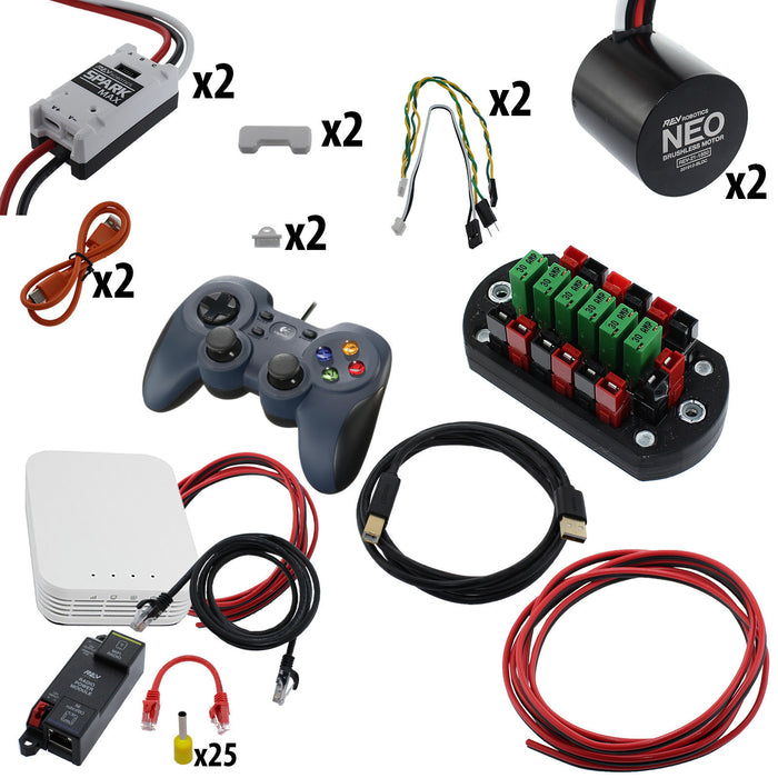 Electronic Bundles Builder - BCFX2N3 - 1) Processor=roboRIO READY (BYOr), 2) Speed Controller=Spark MAX, 3) # of Motors=2, 4) Motor Type=NEO 1.1, 5) Power Distribution=PP45 Power Board - migrated