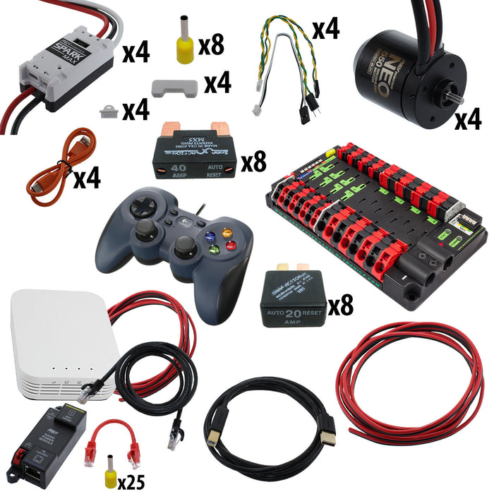 Electronic Bundles Builder - BCFX45P - 1) Processor=roboRIO READY (BYOr), 2) Speed Controller=Spark MAX, 3) # of Motors=4, 4) Motor Type=NEO 550, 5) Power Distribution=Power Distribution Panel - migrated