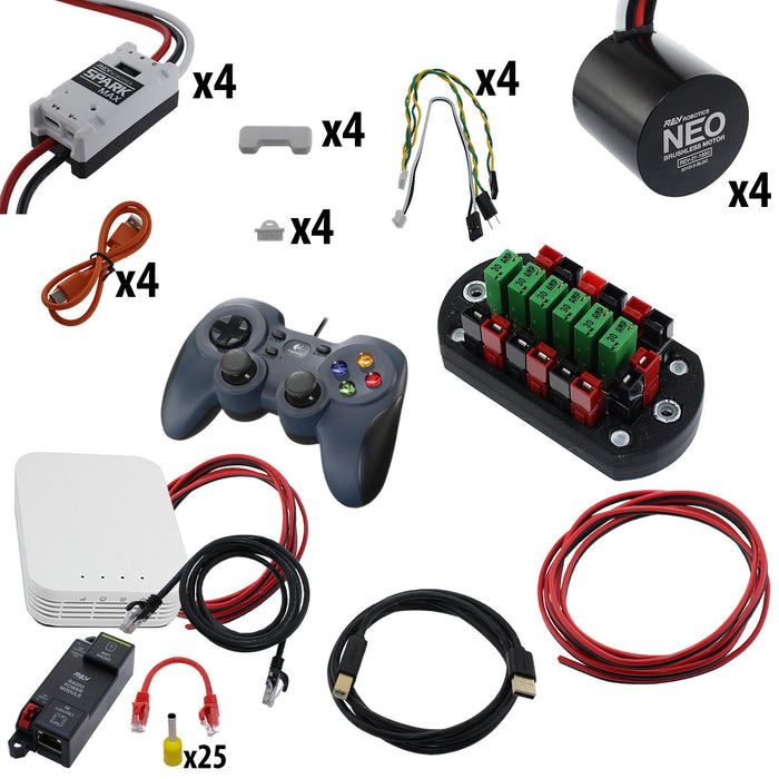 Electronic Bundles Builder - BCFX4N3 - 1) Processor=roboRIO READY (BYOr), 2) Speed Controller=Spark MAX, 3) # of Motors=4, 4) Motor Type=NEO 1.1, 5) Power Distribution=PP45 Power Board - migrated