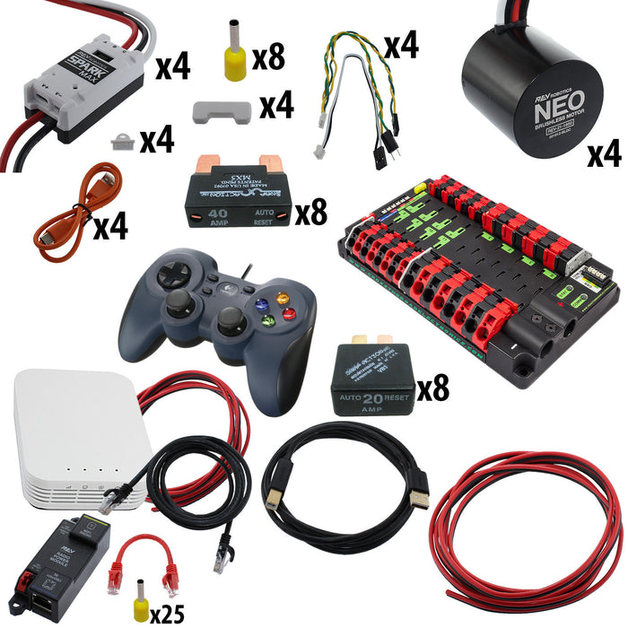 Electronic Bundles Builder - BCFX4NP - 1) Processor=roboRIO READY (BYOr), 2) Speed Controller=Spark MAX, 3) # of Motors=4, 4) Motor Type=NEO 1.1, 5) Power Distribution=Power Distribution Panel - migrated
