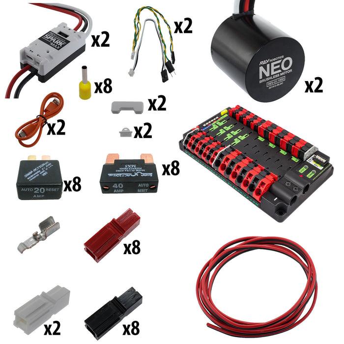 Electronic Bundles Builder - BCNX2NP - 1) Processor=NONE, 2) Speed Controller=Spark MAX, 3) # of Motors=2, 4) Motor Type=NEO 1.1, 5) Power Distribution=Power Distribution Panel - migrated