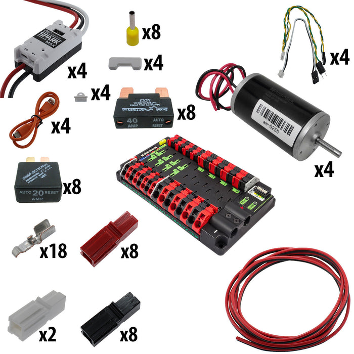 Electronic Bundles Builder - BCNX4CP - 1) Processor=NONE, 2) Speed Controller=Spark MAX, 3) # of Motors=4, 4) Motor Type=CIM, 5) Power Distribution=Power Distribution Panel - migrated