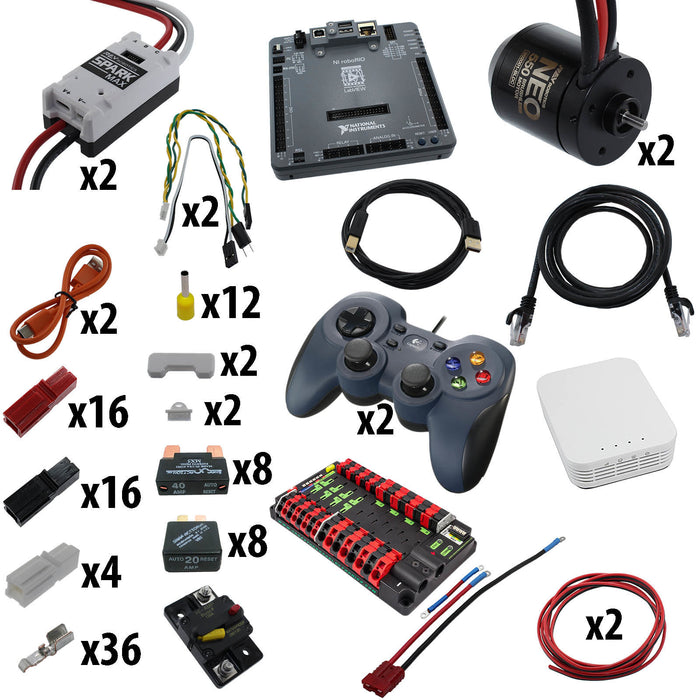 Electronic Bundles Builder - BCRX25P - 1) Processor=roboRIO, 2) Speed Controller=Spark MAX, 3) # of Motors=2, 4) Motor Type=NEO 550, 5) Power Distribution=Power Distribution Panel - migrated