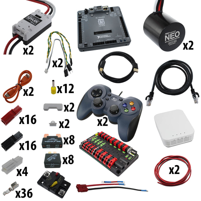 Electronic Bundles Builder - BCRX2NP - 1) Processor=roboRIO, 2) Speed Controller=Spark MAX, 3) # of Motors=2, 4) Motor Type=NEO 1.1, 5) Power Distribution=Power Distribution Panel - migrated