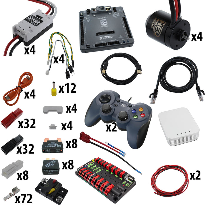 Electronic Bundles Builder - BCRX45P - 1) Processor=roboRIO, 2) Speed Controller=Spark MAX, 3) # of Motors=4, 4) Motor Type=NEO 550, 5) Power Distribution=Power Distribution Panel - migrated