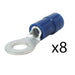 Connector, ring terminal, 14-16 AWG, Blue, Qty 8 - am-2708 - migrated