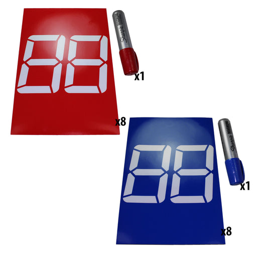 Double Digit 7-Segment Stick-On Bumper Numbers - am-3788_FullSet - Option=8 of each number set & 1 marker of each color - migrated